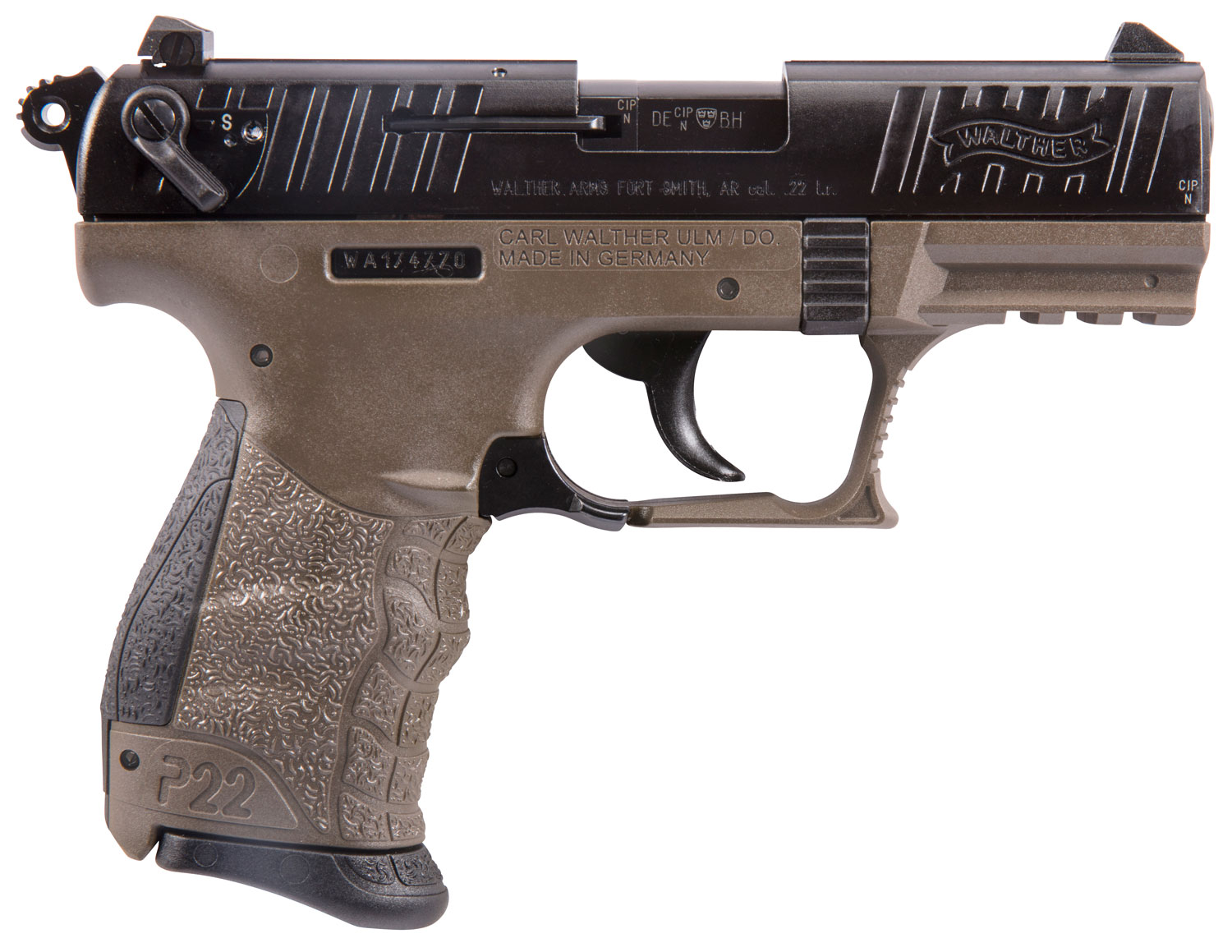 (image for) Walther Arms 5120363 P22 22LR 3.42" 10+1 FDE/Black - Click Image to Close