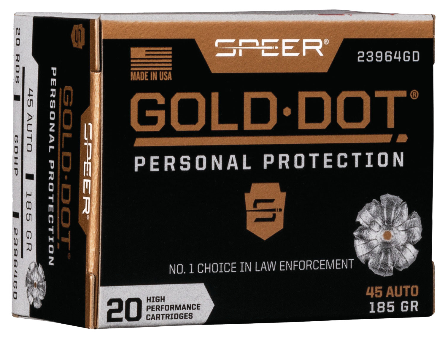 (image for) Speer 23964GD Gold Dot 45 185gr HP - 20 Rounds