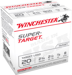 (image for) Winchester TRGT208 Super Tgt 20 Ga 2.75" 7/8 oz #8 - 250 shells