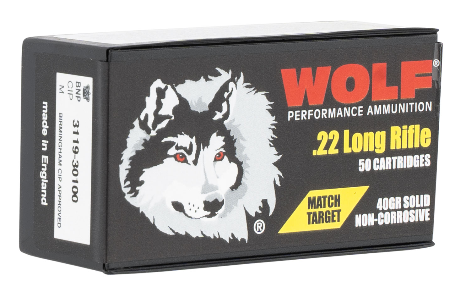 (image for) Wolf 22MTB Match Target 22 LR 40 gr Round Nose (RN) - 500 Rounds - Click Image to Close