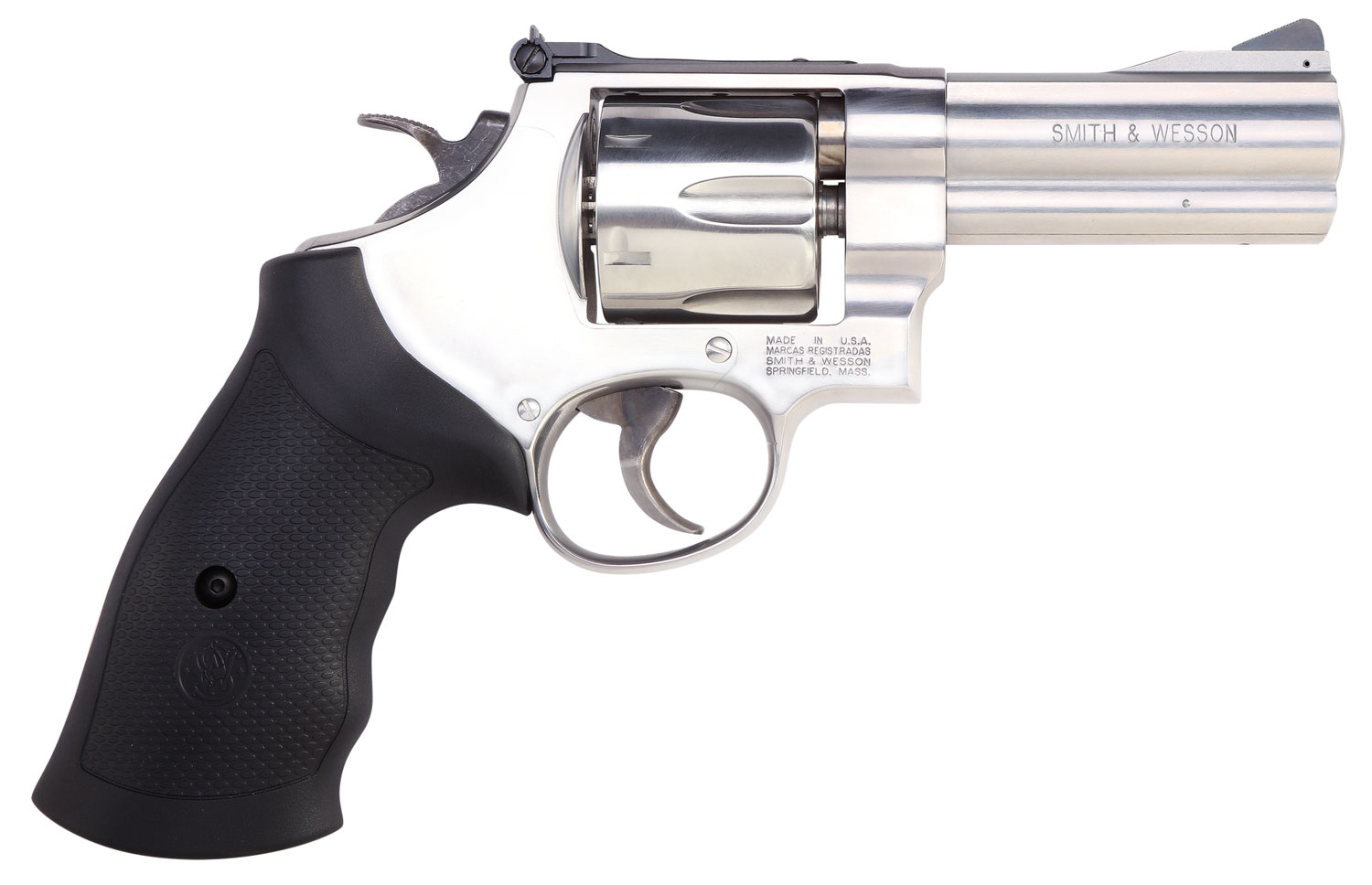 (image for) Smith & Wesson 12463 Model 610 10mm Auto or 40 S&W Stainless Steel 4" Barrel, 6rd Cylinder & N-Frame, Black Polymer Grip - Click Image to Close
