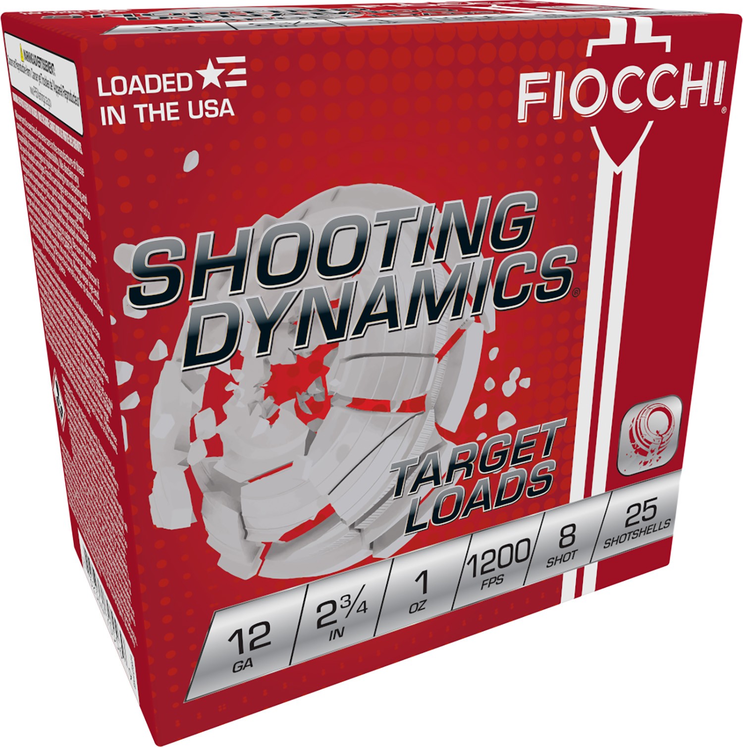 (image for) Fiocchi 12SD1H8 Target 12ga 2.75" 1 oz 8 Shot - 250 Shells