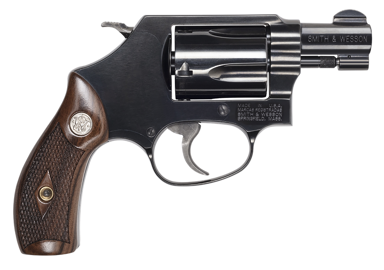 (image for) Smith & Wesson 14076 Model 36 J-Frame 38 Special +P 5 Shot 1.88" Blued Carbon Steel Barrel, Blued Cylinder, Blued Carbon Steel Frame, Checkered Wood Grip, No Safety, Exposed Hammer