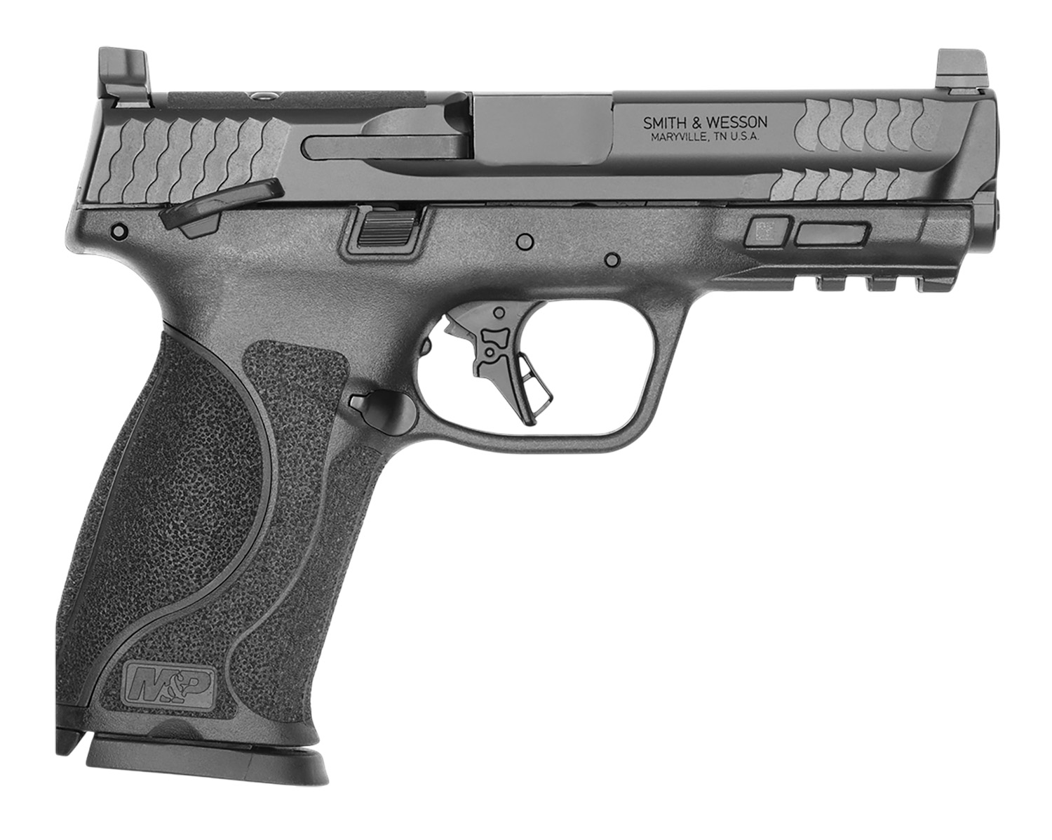 (image for) Smith & Wesson 14276 M&P M2.0 *CA Full Size 9mm 10+1 4.25" Black Armornite Stainless Steel Barrel & Optic Cut/Serrated Slide, Black Polymer Frame w/Picatinny Rail, Interchangeable Grip