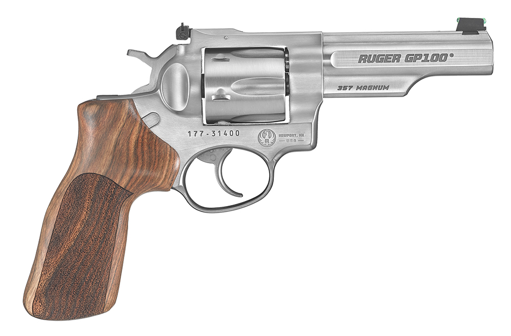 (image for) Ruger 1755 GP100 Match Champion Medium Frame 357 Mag 6rd 4.20" Satin Stainless Steel Half-Lug Barrel, Cylinder & Frame, Hogue Stippled Hardwood Grip, Transfer Bar Safety - Click Image to Close