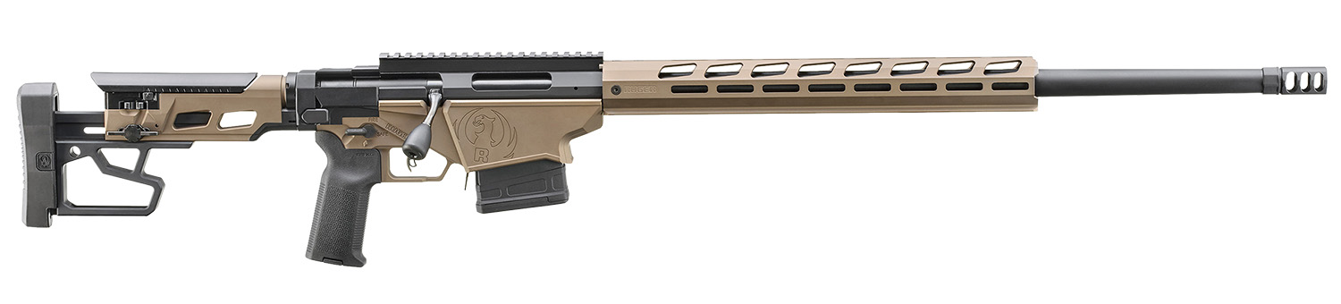 (image for) Ruger 18095 Precision 6.5 Creedmoor 10+1 24" Black Heavy Contour Threaded Barrel, Smoked Bronze Cerakote Picatinny Rail, M-LOK Handguard, Adj Folding Black Stock, Black Magpul K2-XL Grip