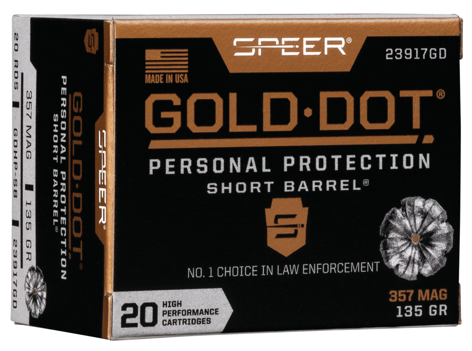 (image for) Speer 23917GD Gold Dot Personal Protection Short Barrel 357 Mag 135 gr Hollow Point - 20 Rounds