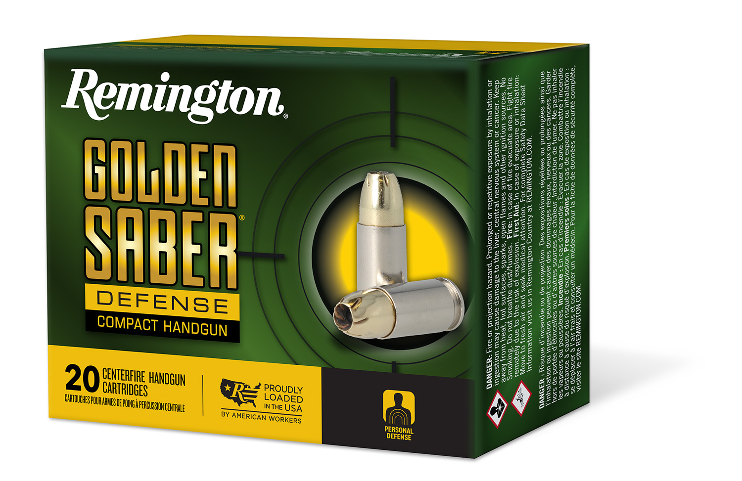 (image for) Remington Ammunition 27617 Golden Saber Defense 38Special+P 125gr Brass Jacketed Hollow Point - 20 Rounds