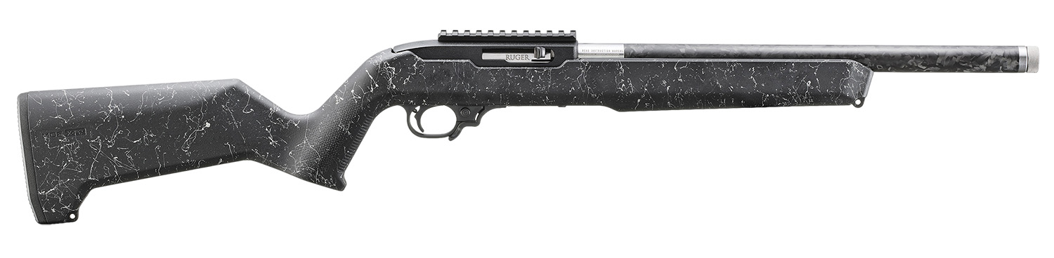 (image for) Ruger 31220 10/22 22 LR 10+1 16.1" Clear Satin Finish Stainless Steel/Carbon Fiber Threaded Barrel, Steel Receiver w/Scope Rail, Magpul MOE X-22 White Speckled Black Synthetic Stock