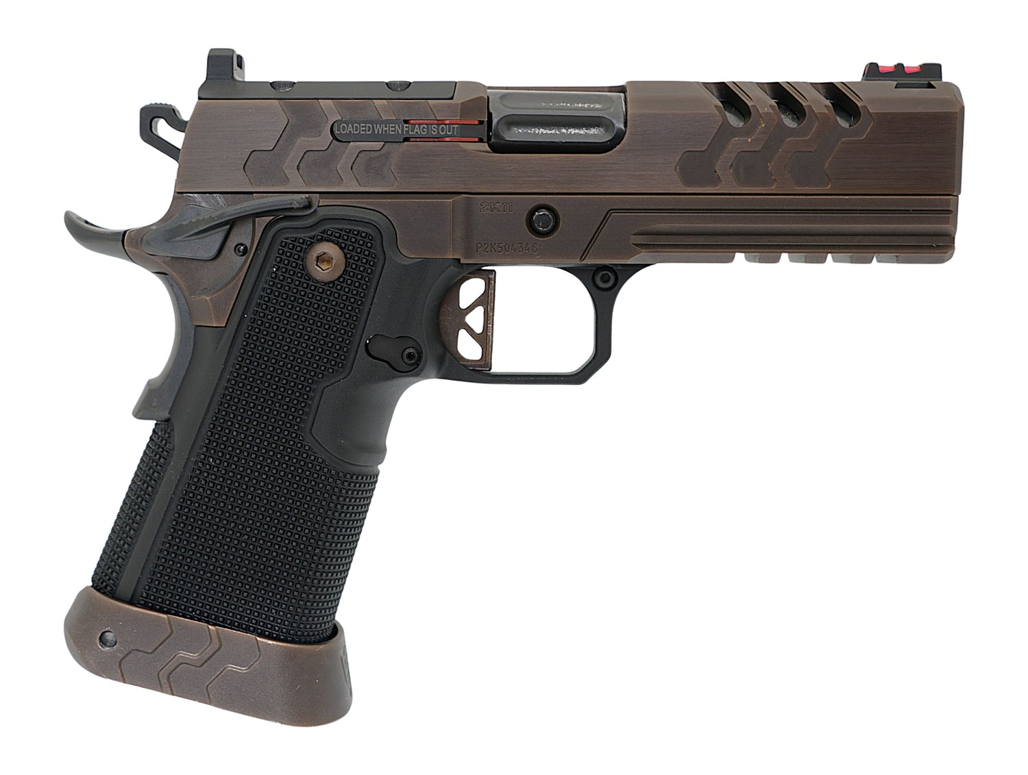 (image for) Kimber Mfg, Inc 3500065CA 2K11 Pro Royal 9mm 10+1 4.25" Black DLC Comp Fluted Barrel, Matte Bronze PVD SS Lightening Cut/OR/Serrated Slide & Frame w/Beavertail & Pic Rail, MJD Grip, RMR