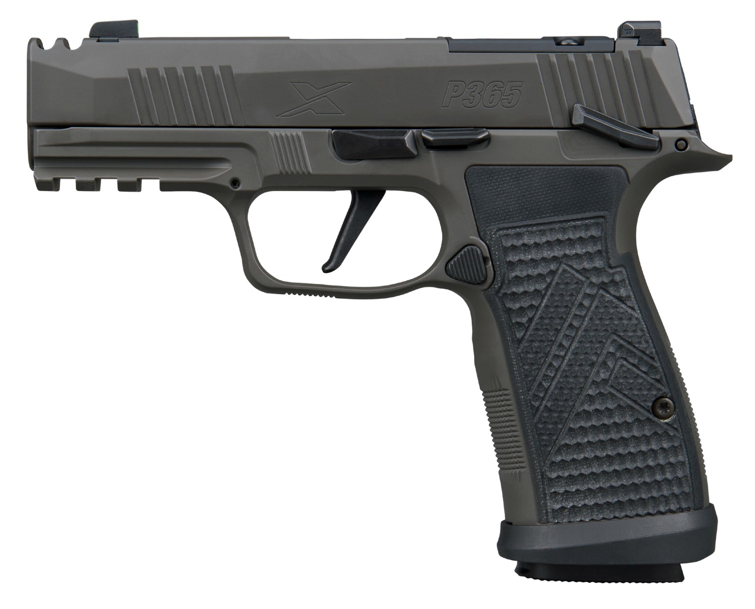 (image for) Sig Sauer 365AXGCA9LEGIONMSCA P365 AXG Legion 9mm 10+1 3.1" Legion Gray Integrated Compensator/OR/Serrated Slide, Steel Frame w/Rail, Black AXG Grip, SIG-LOC Footprint