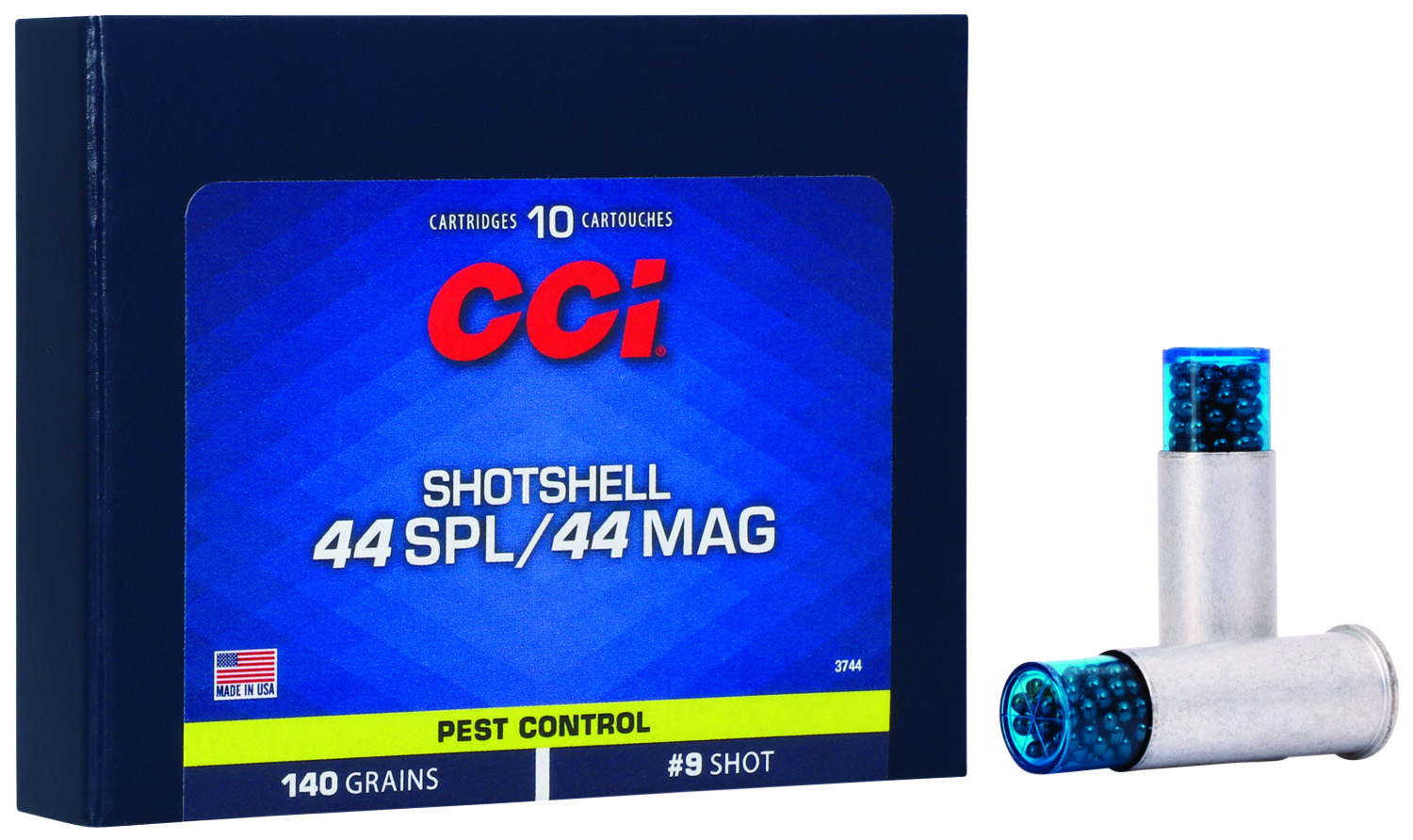 (image for) CCI 3744 Pest Control Shotshell 44Sp/44Rem Mag 140gr #9Shot - 10 Rounds