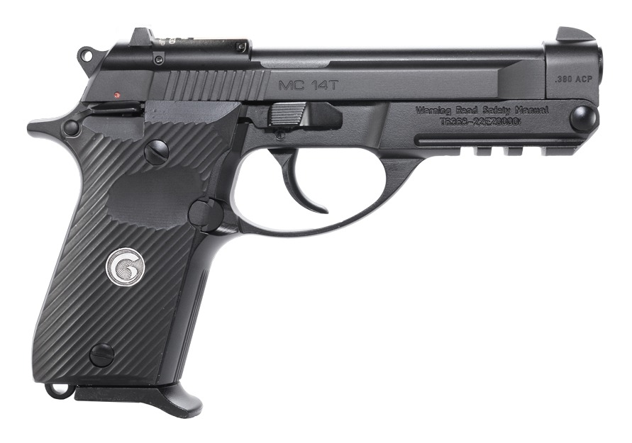 (image for) Girsan 390852 MC 14T *CA Compliant 380 ACP 10+1 4.50" Black Tip-Up Barrel, Black Steel Serrated Slide, Black Polymer Frame w/Accessory Rail, Textured Grip, RMSc Footprint
