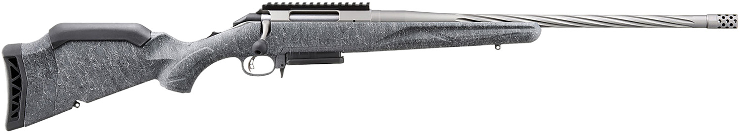 (image for) Ruger 46902 American II Full Size 308 Win 3+1 20" Gun Metal Gray Cerakote Spiral Fluted Threaded Barrel & Alloy Steel Receiver w/Picatinny Rail, Gray Splatter Adj LOP Synthetic Stock