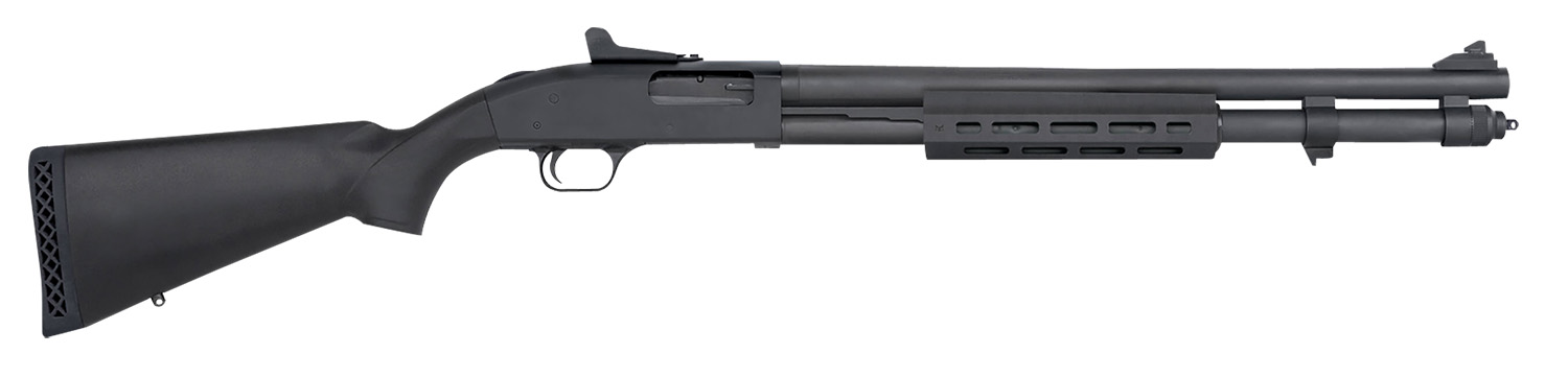 (image for) Mossberg 590 12 Gauge 3" 8+1 20" Cylinder Bore Barrel, Black, Black Synthetic Stock, M-Lok Forend, Ghost Ring Sights