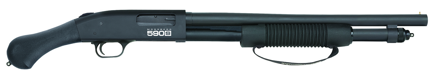 (image for) Mossberg 51600 590S Shockwave Full Size Frame 12 Gauge Pump 3" 10+1 18.50" Matte Blued Steel Barrel, Black Anodized Stainless Steel Receiver, Black Raptor Birdshead Grip