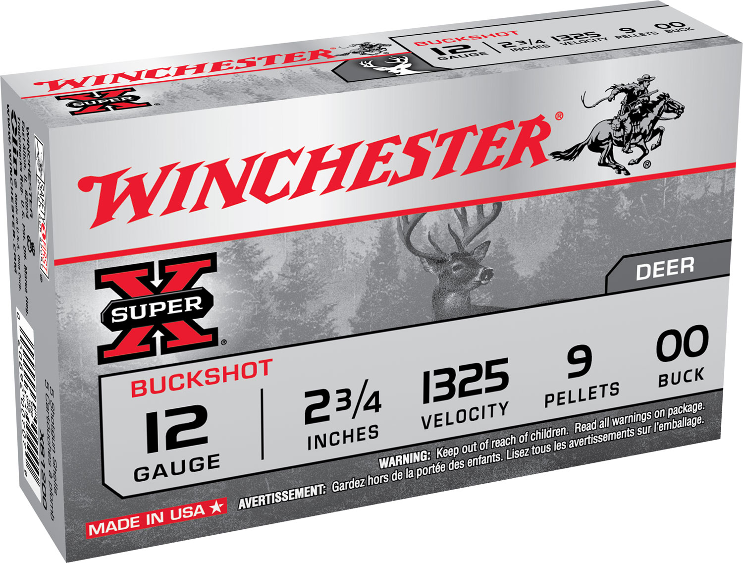Winchester XB1200 Super X 12Ga 2.75" 9 Pel 1325fps 00 - 5 Shells