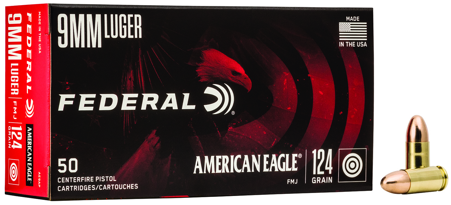 (image for) Federal AE9AP American Eagle 9mm Luger 124 gr FMJ - 1000 Rounds