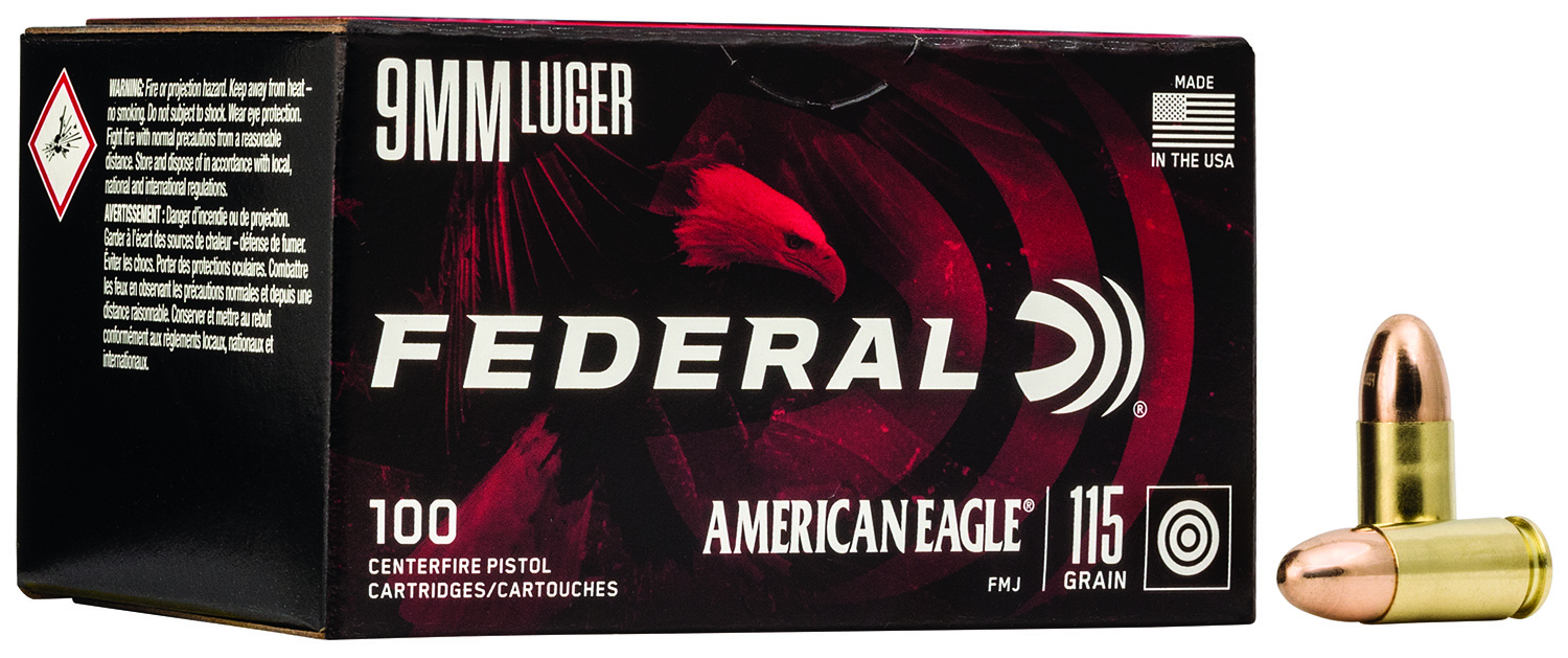 (image for) Federal AE9DP100 American Eagle 9mm Luger 115 gr FMJ - 500 Round