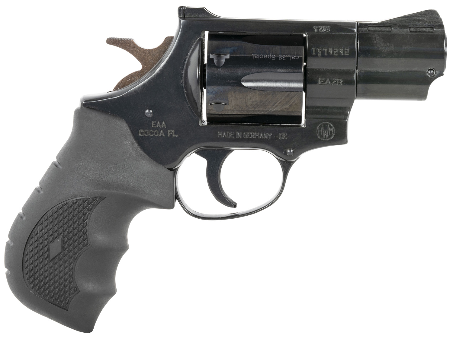 (image for) Weihrauch Guns 770125 EARB38 Windicator 38 Special 6rd 2" Blued Steel & Cylinder, Compact Blued Steel Frame w/Exposed Hammer, Ramp Front/Fixed Rear Sights, Finger Grooved Black Rubber Grip