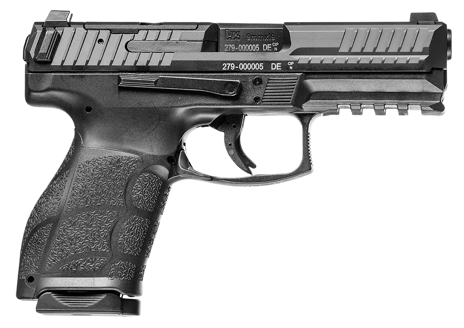 (image for) HK 81001059 VP9A1 K *CA Compliant Compact 9mm Luger 10+1 4.09" Black Barrel & Steel OR/Serrated Slide, Black Frame w/Rail, Backstrap Grip, Ambi