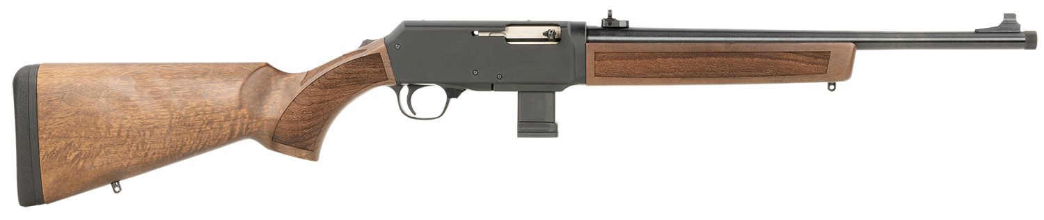 (image for) Henry H027H9G Homesteader w/Glock Mag 9mm 10+1 16.37" Blued Steel Threaded Barrel Black Anodized Aluminum Receiver Drilled & Tapped Receiver American Walnut Fixed Wood Stock Ambi