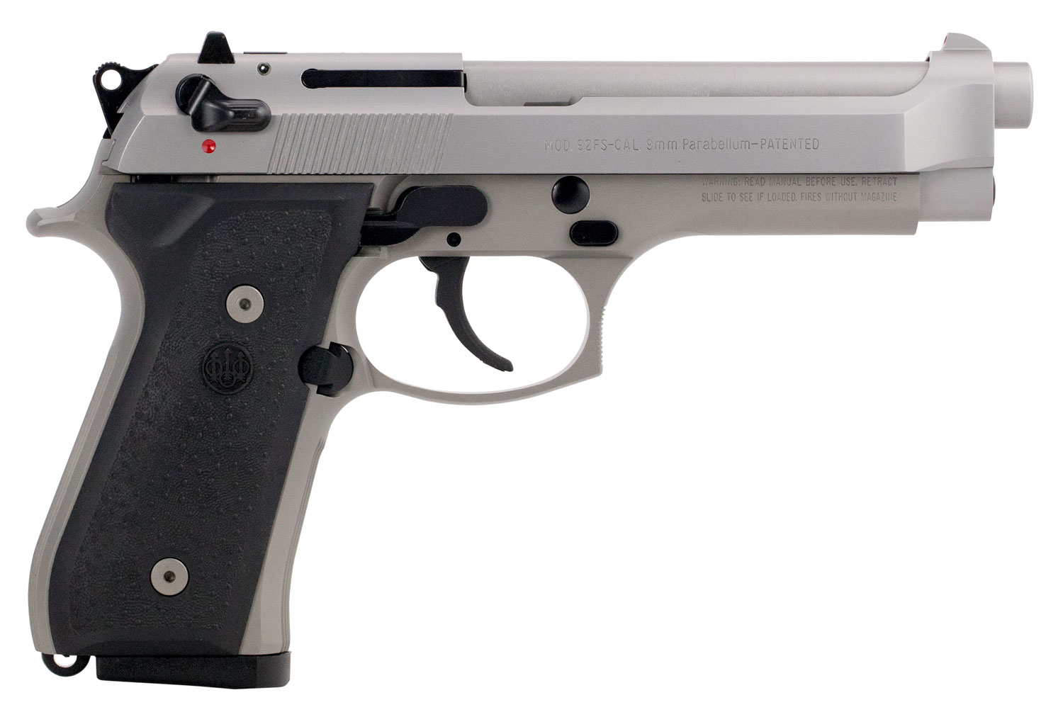 (image for) Beretta USA JS92F510CA 92FS Inox *CA Compliant Full Size 9mm Luger 10+1 4.90" Satin Stainless Barrel, Serrated Slide & Alloy Frame, Black Stippled Rubber Grips - Click Image to Close