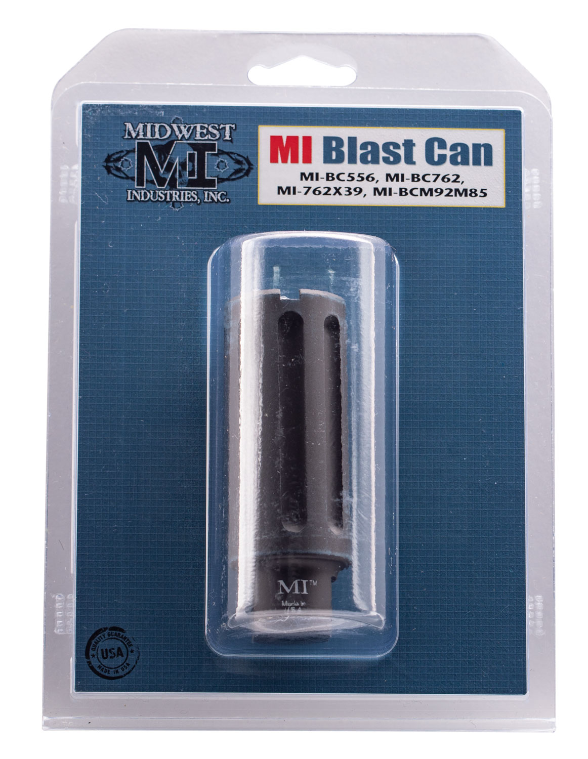 (image for) Midwest Industries MIBC556 Blast Can Black Hardcoat Anodized 6061-T6 Aluminum with 1/2"-28 tpi Threads, 3.38" OAL & 1.20" Diameter for 5.56x45mm NATO AR-Platform