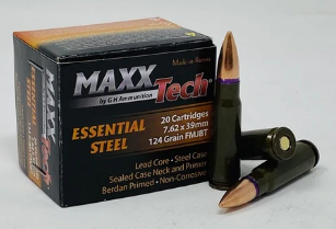(image for) MaxxTech Steel 7.62x39 MTES762 124Gr FMJ - 1000 Rounds