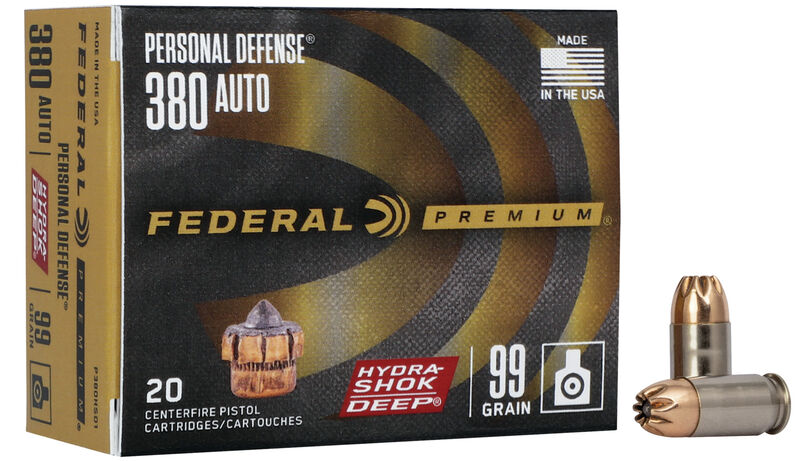 (image for) Federal P380HSD1 Premium Personal Defense 380 ACP 99 gr Hydra Shok Deep Hollow Point - 20 Rounds