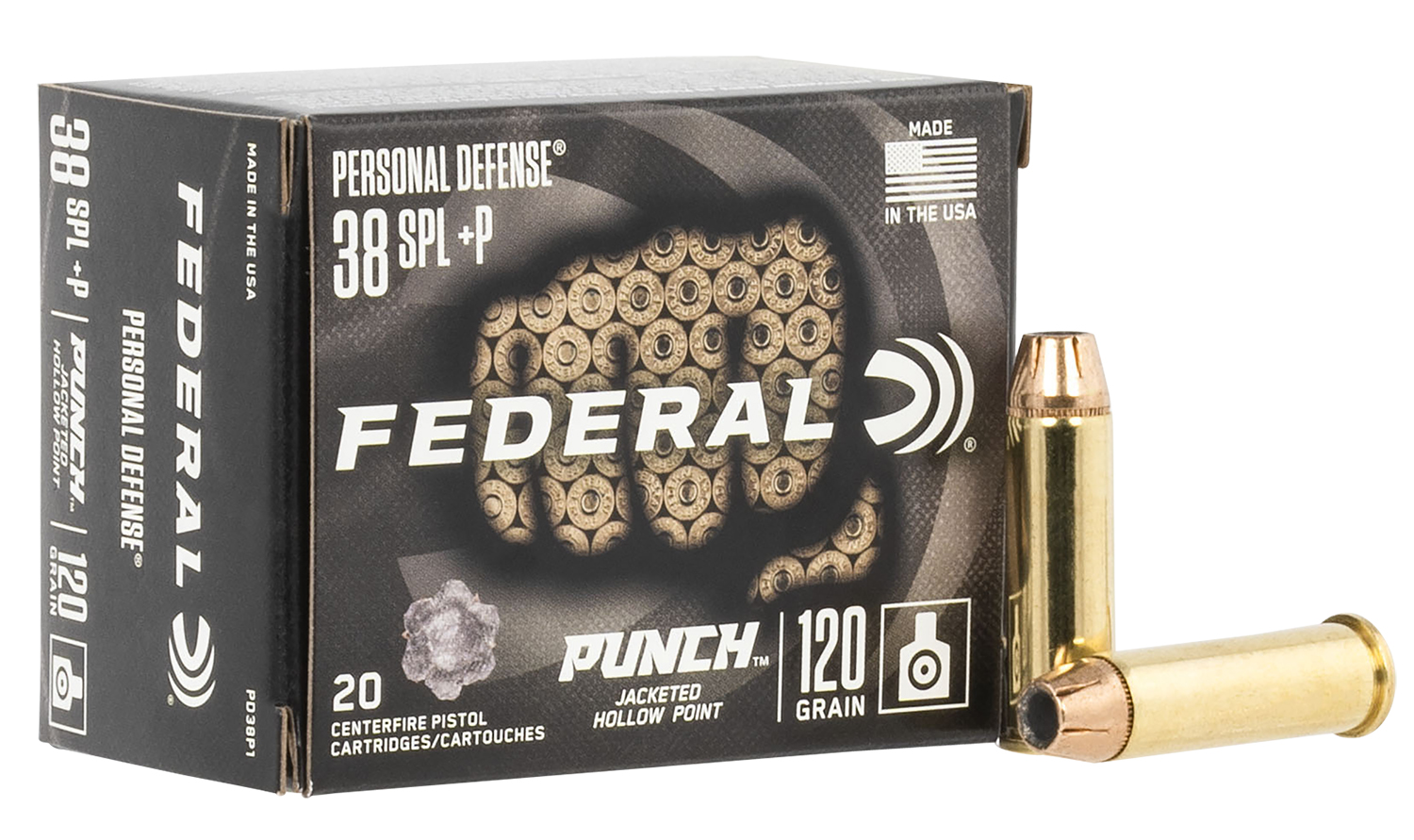 (image for) Federal PD38P1 Premium Personal Defense Punch 38 Special +P 120 gr Jacketed Hollow Point 20 Per Box/ 10 Case