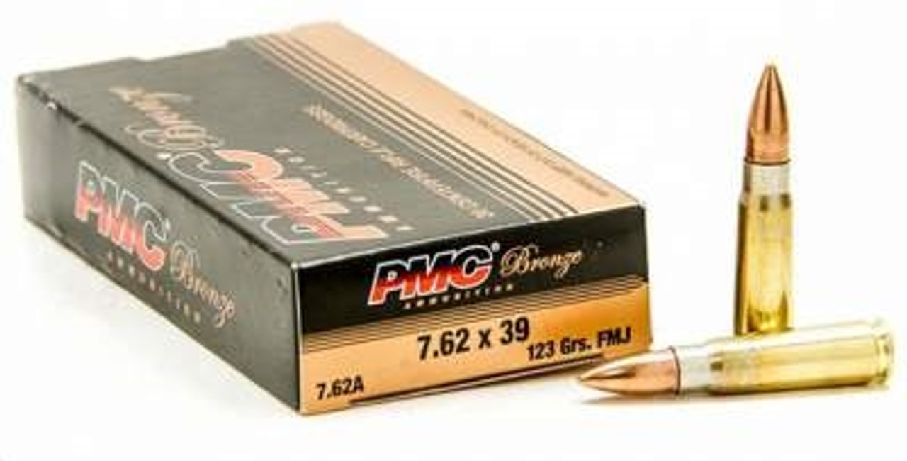 (image for) PMC 7.62x39mm Bronze PMC762A 123 Grain Full Metal Jacketed Boat Tail - 500 Rounds