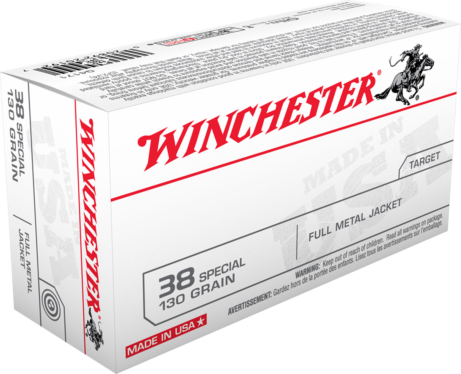 (image for) Winchester Ammo Q4171 USA 38 Special 130 gr Full Metal Jacket 50 Per Box/ 10 Case
