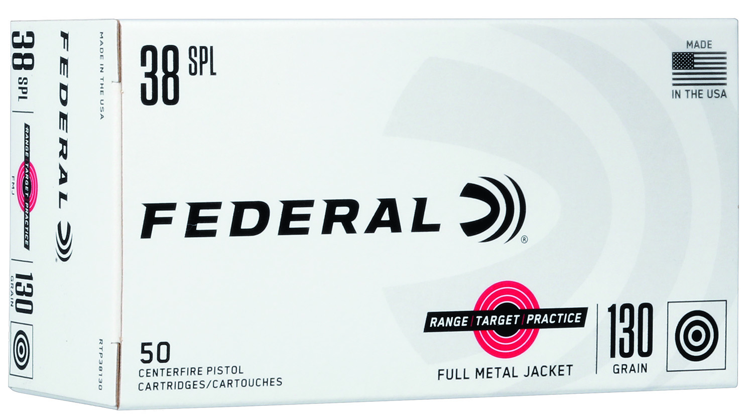 (image for) Federal RTP38130 Range & Target 38Special 130gr Full Metal Jacket - 50 Rounds