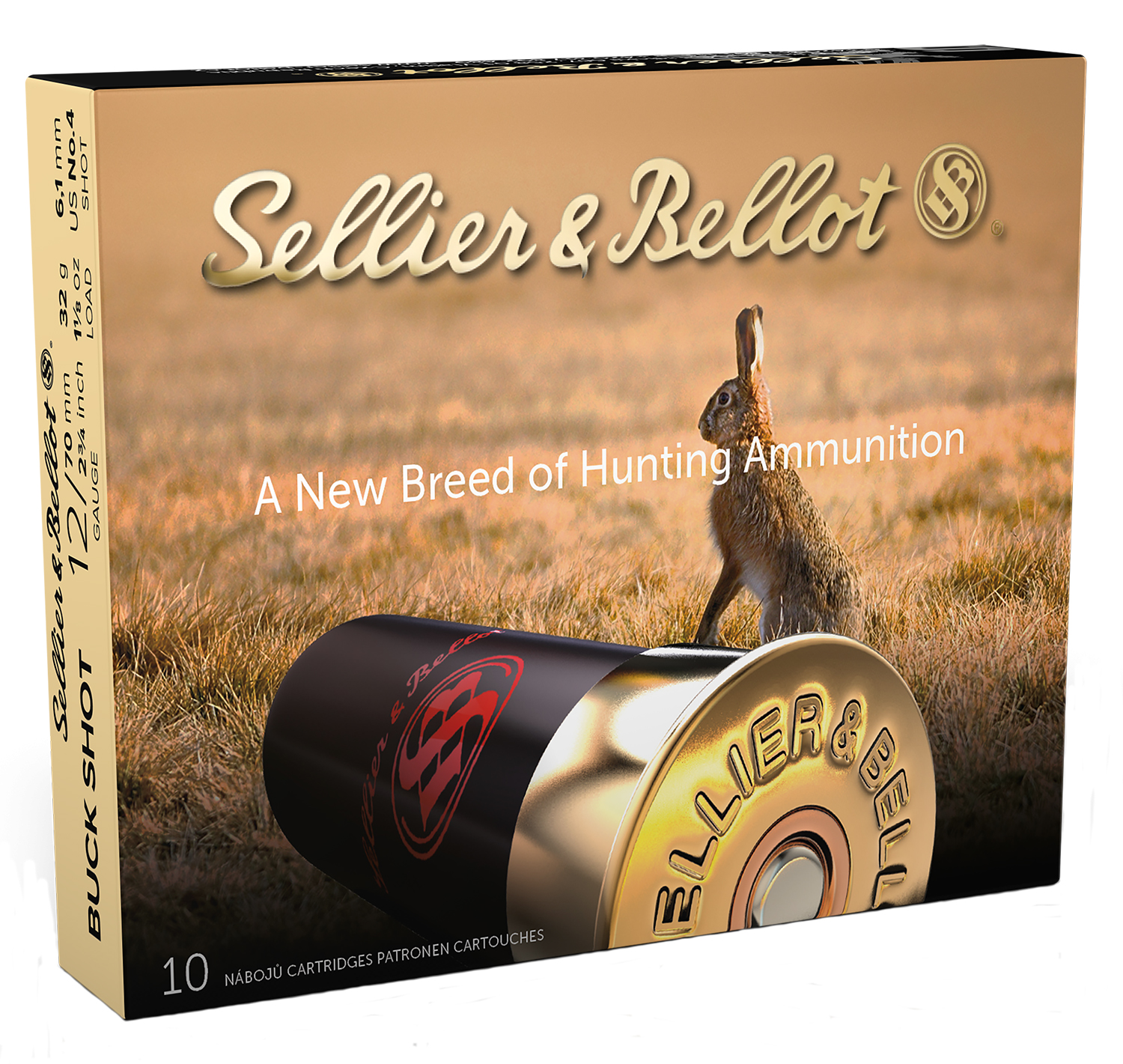 (image for) Sellier & Bellot SB12BSH Hunting 12Gauge 2.75" 21Pellets 1 1/8oz 4Buck Shot - 250 Shells