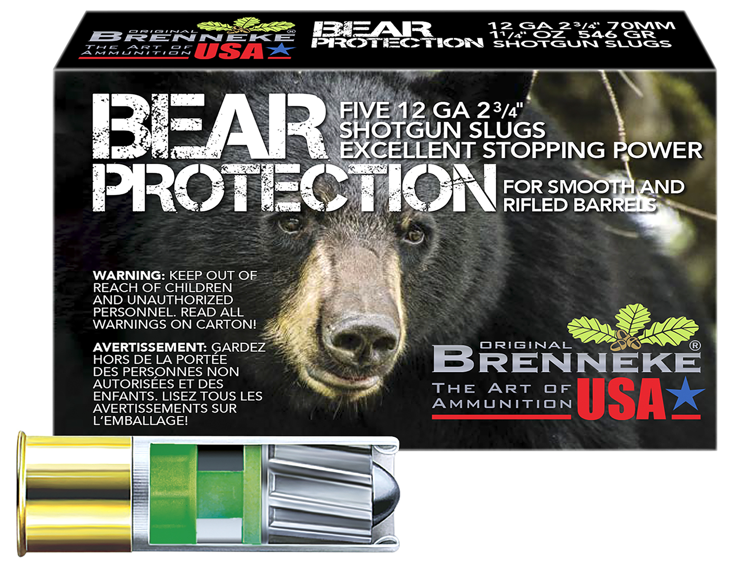(image for) Brenneke SL122BP Bear Protection 12Gauge 2.75" 1 1/4oz Slug Shot - 5 Shells