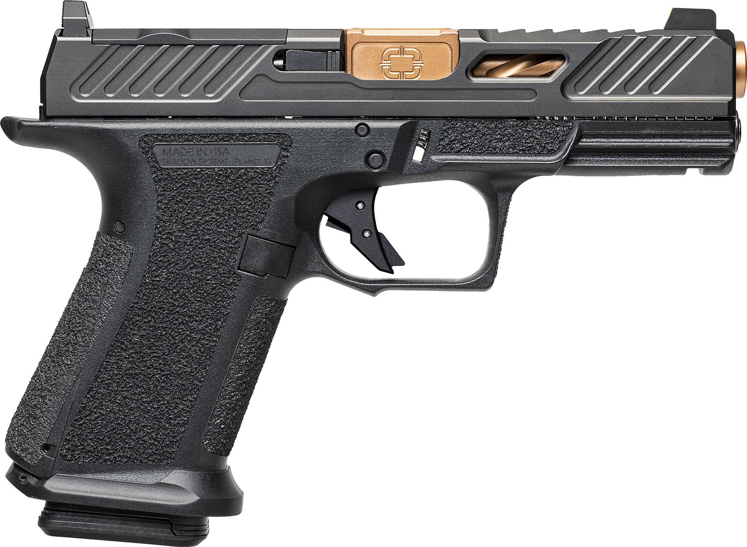 (image for) Shadow Systems SS1039CA MR920 Elite 9mm 10+1 4" Bronze TICN Barrel, Black Nitride Optic Cut/Serrated/Window Cut SS Slide, Black Polymer Frame w/Beavertail & Picatinny Rail