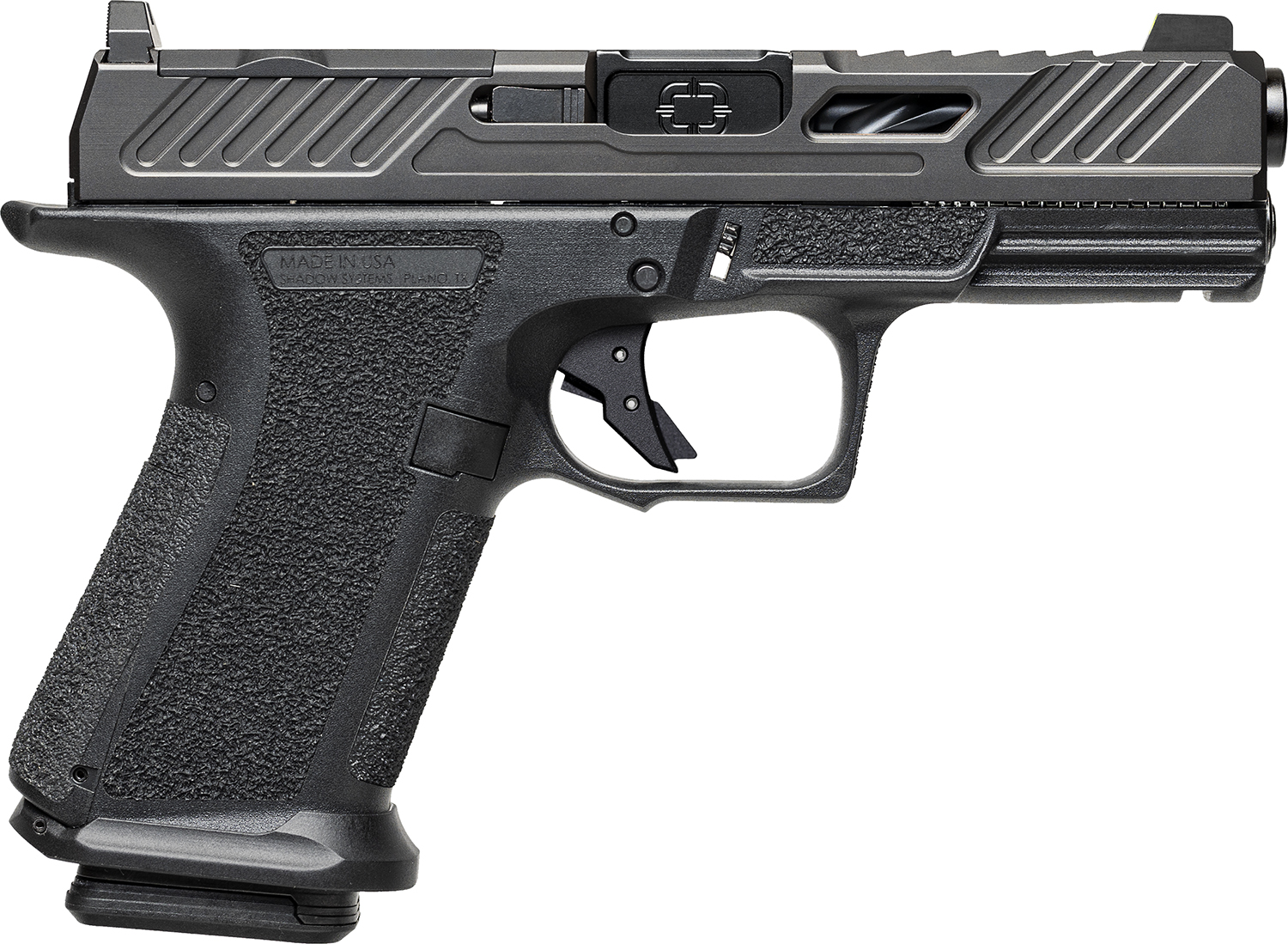 (image for) Shadow Systems SS1040CA MR920 Elite 9mm 10+1 4" Match Grade Spiral Barrel, Optic Cut/Serrated/Window Cut Steel Slide, Beavertail & Picatinny Rail, Black Interchangeable Backstrap