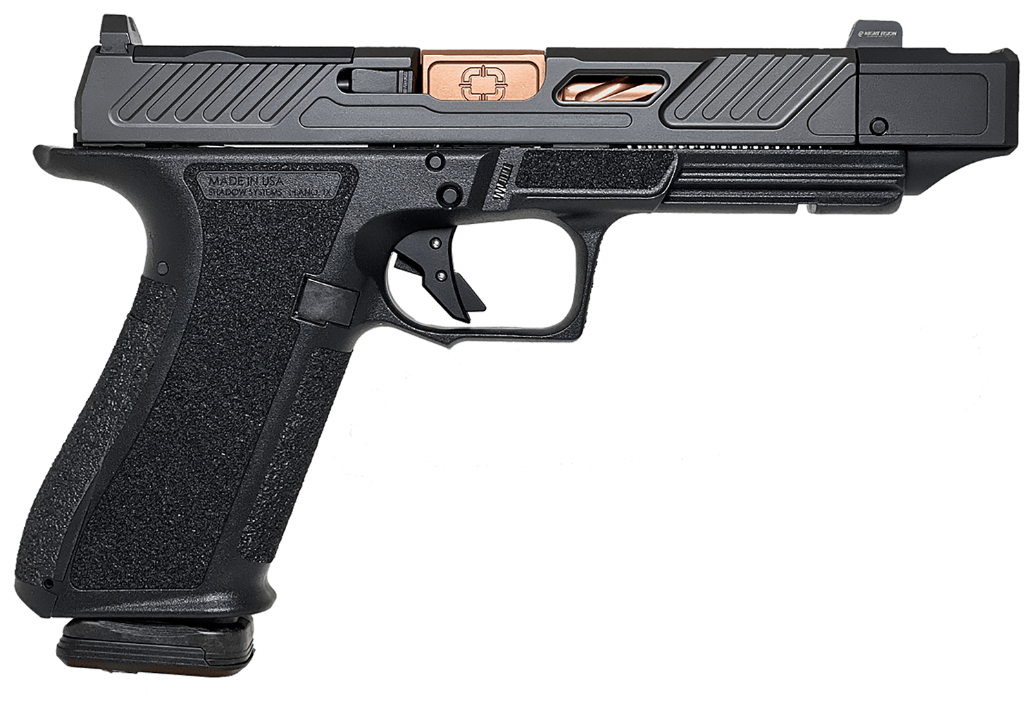 (image for) Shadow Systems SS2239CA DR920P Elite 9mm 10+1 Bronze TICN Black Nitride Optic Cut/Serrated/Window Cut Stainless Steel Slide Black Black Interchangeable Backstrap Grip *CA Compliant