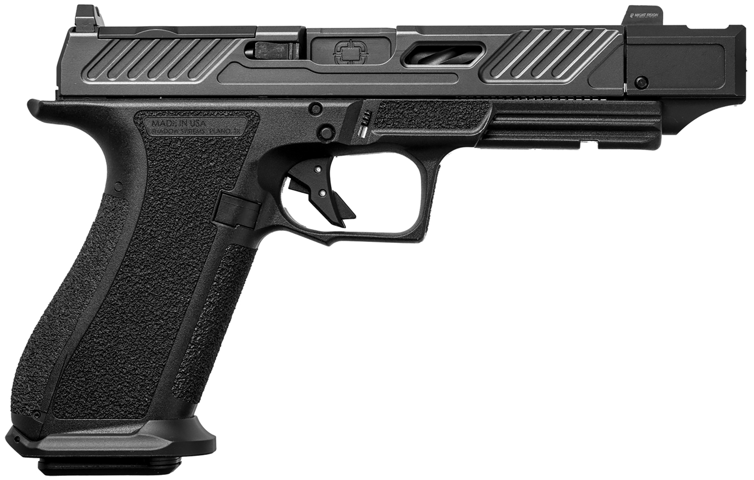 (image for) Shadow Systems SS2240CA DR920P Elite 9mm 10+1 Black Black Nitride Optic Cut/Serrated/Window Cut Stainless Steel Slide Black Black Interchangeable Backstrap Grip *CA Compliant