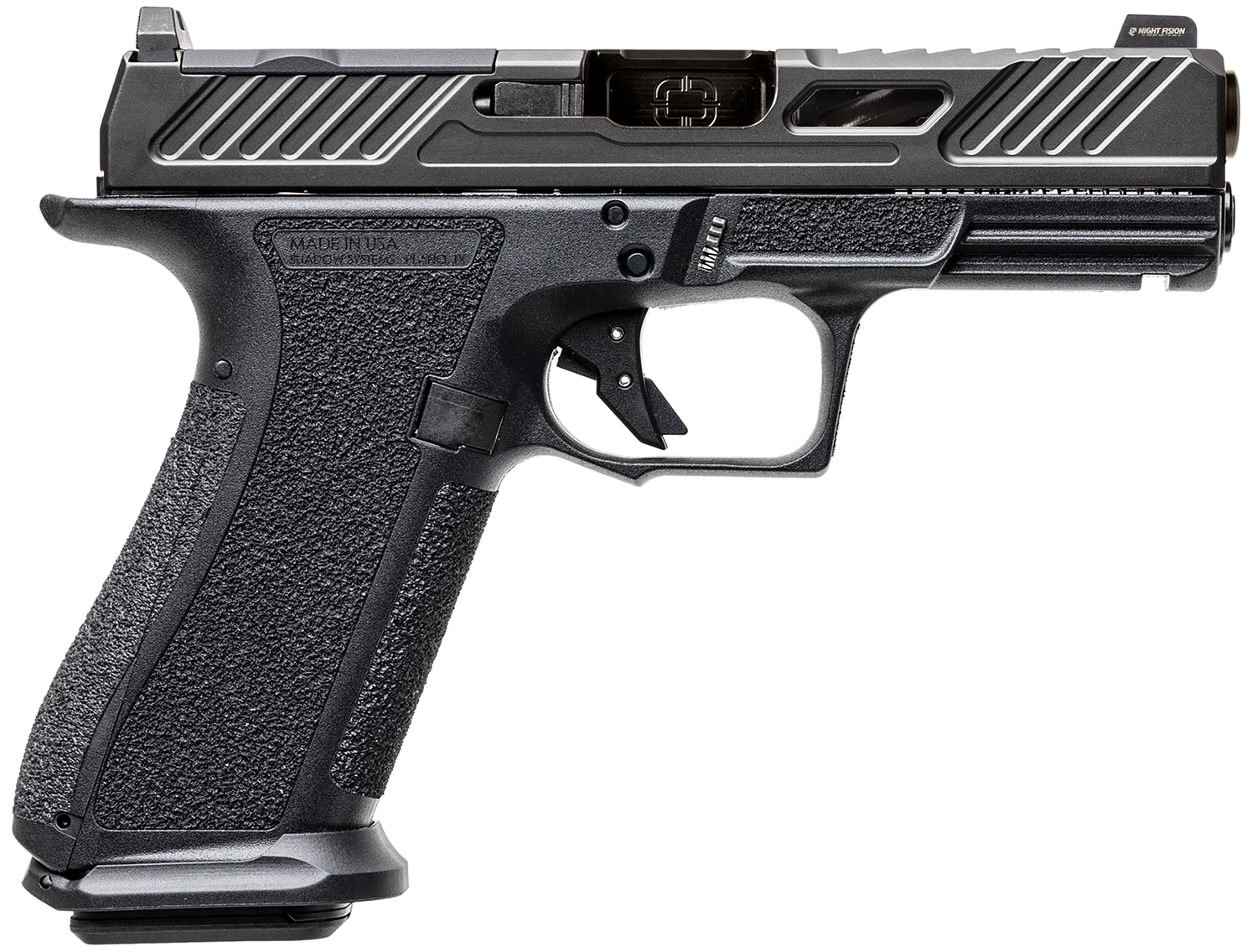 (image for) Shadow Systems SS3040CA XR920 Elite *CA* 9mm 10+1 4" Black Match Grade Spiral Barrel, Black Nitride Optic Cut/Serrated/Window Cut Stainless Steel Slide, Black Interchangeable Backstrap Grip