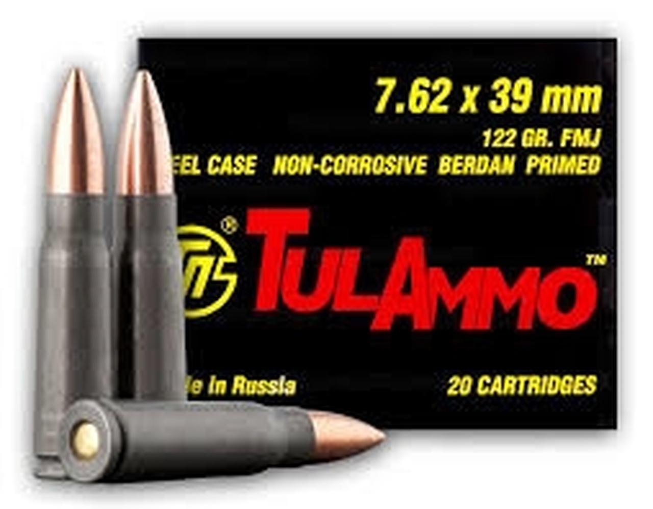 (image for) TulAmmo 7.62 x 39mm Steel Cased 122gr FMJ - 1000 Rounds