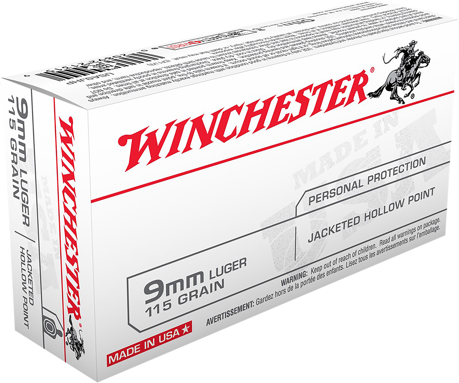 (image for) Winchester Ammo USA9JHP USA 9mm Luger 115 gr Jacket Hollow Point 50 Per Box/ 10 Case