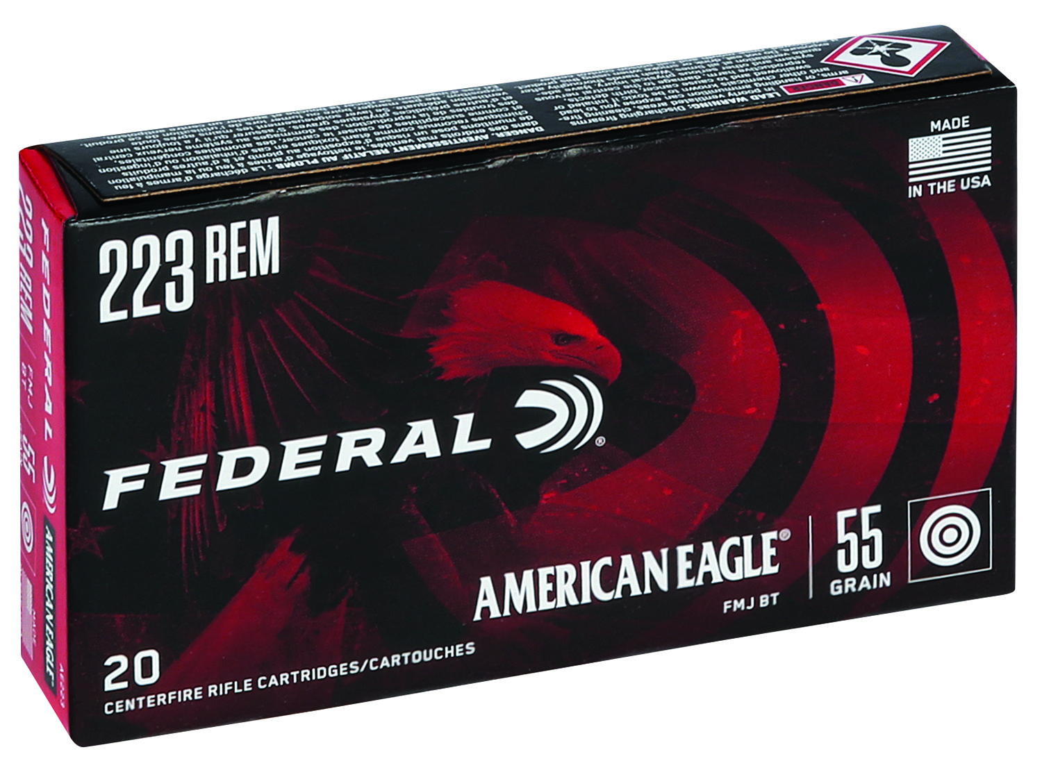 (image for) Federal AE223 American Eagle Rifle 223 Rem 55 gr Full Metal Jacket Boat Tail - 500 Rounds