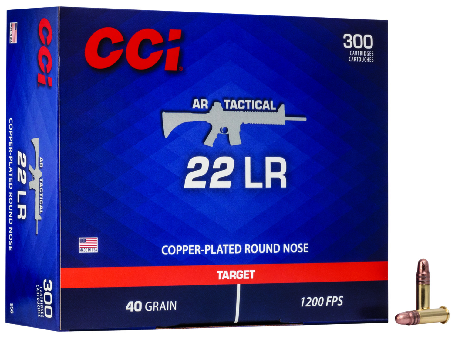 (image for) CCI 956 AR Tactical Rifle 22 LR 40 gr Copper-Plated Round Nose - 300 Rounds