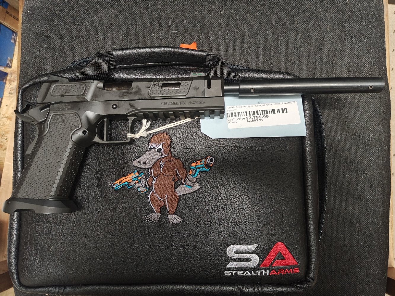 (image for) Stealth Arms Platypus, Comped Government Length, Black, Prickle Grip, 10.75" Bull Barrel, RMR Plate, Full Rail, 25ACP