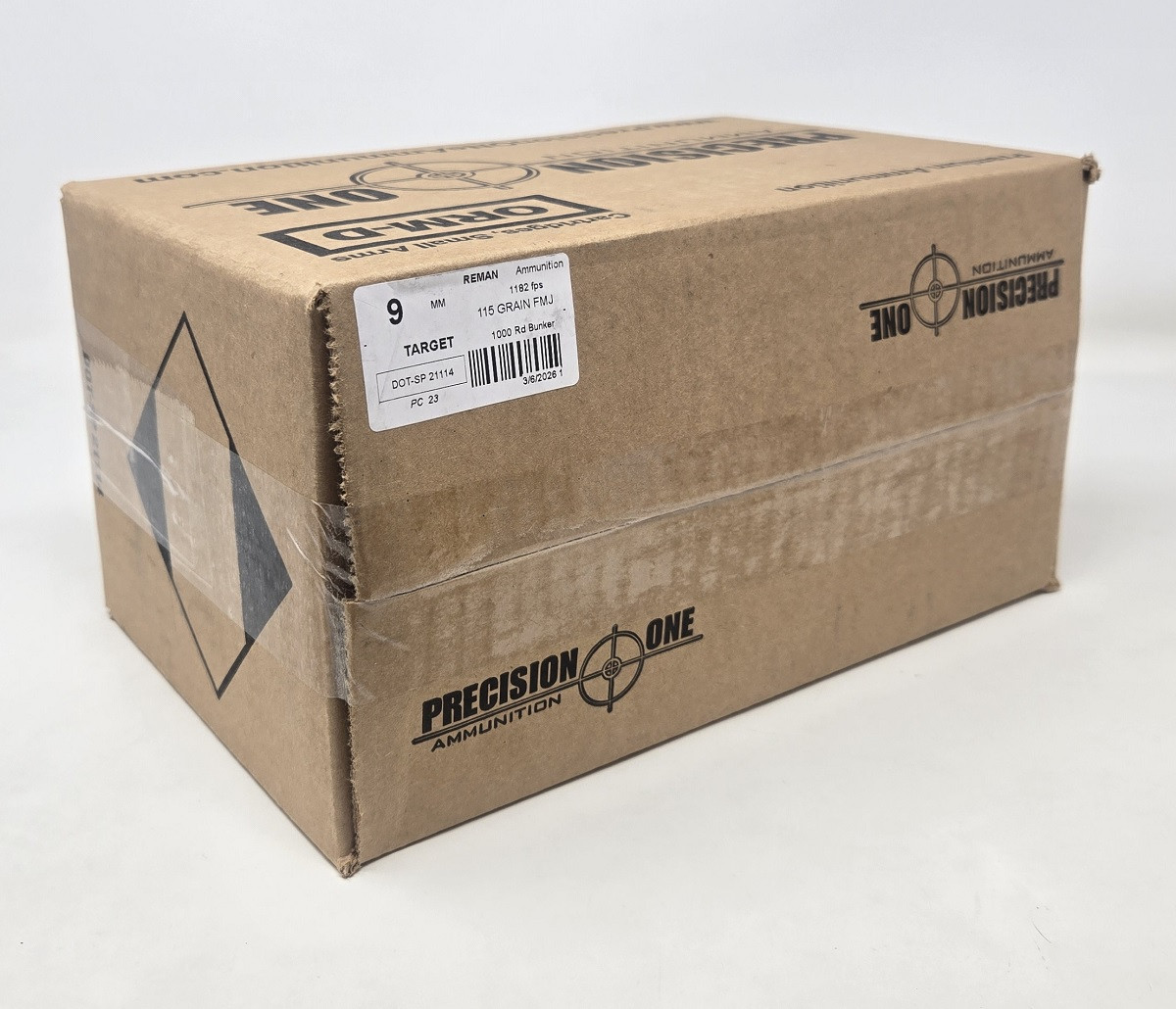 (image for) Precision One 9mm Ammunition *REMAN* Target PONE23 115 Grain FMJ Bunker Box - 1000 Rounds