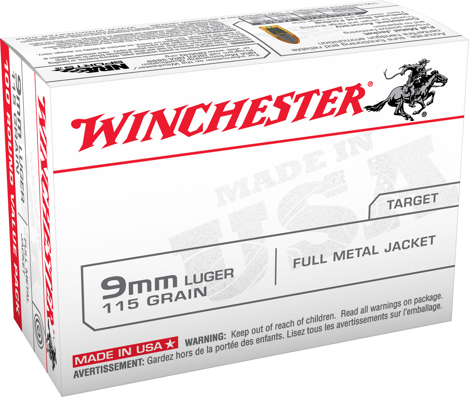 (image for) Winchester USA9MMVP USA 9mm 115gr FMJ - 100 Rounds