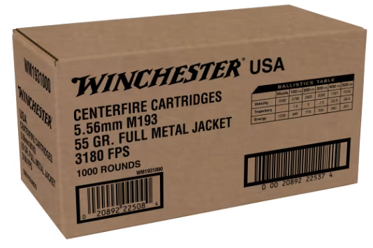 (image for) Winchester USA Target 5.56x45mm NATO 55 Grain FMJ - 1000 Rounds