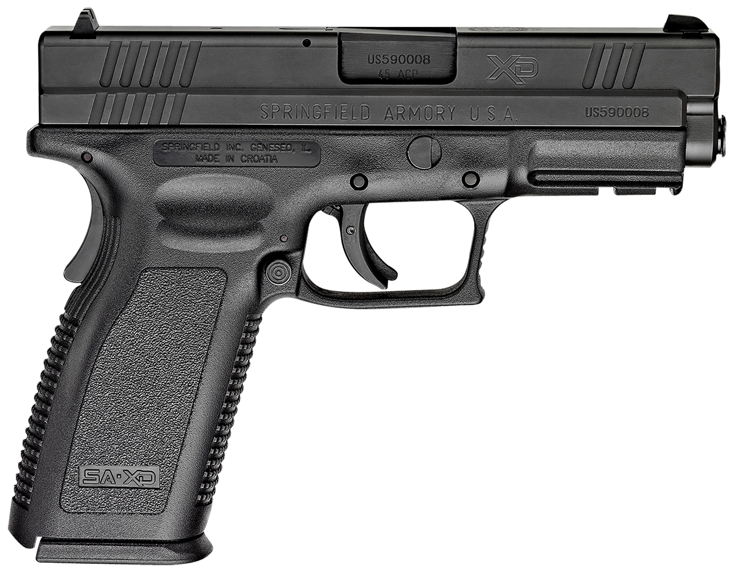 (image for) Springfield Armory XD9611 XD Service *CA Compliant 45 ACP 10+1, 4" Black Melonite Steel Barrel & Serrated Slide, Black Polymer Frame w/Picatinny Rail, Black Polymer Grip
